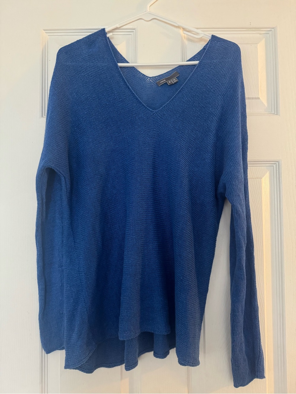 Vince Women's Royal Blue V-Neck Sweater